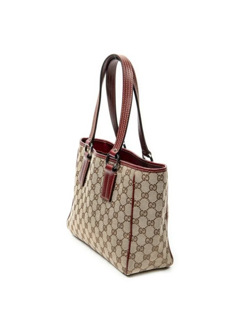 Gucci Small Shoulder Tote Maroon Beige GG Canvas